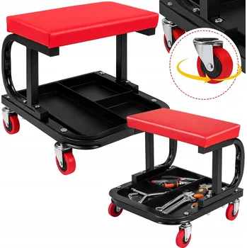 DÍLENSKÁ STOLIČKA TABURET OTOČNÝ SEDÁK 360° KOLEČKA POLICE NA NÁŘADÍ