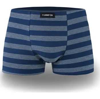 Boxerky Pánské bavlněné boxerky – pruhované Modro-šedé pruhy / 3XL