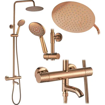 Rea Lungo Vanový set s termostatem a hlavovou sprchou metalická měď