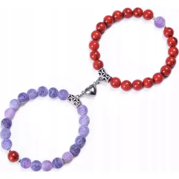 Náramek Sada náramků pro Dwojga Serce Czerwona i Fioletowa Symbol pocitů