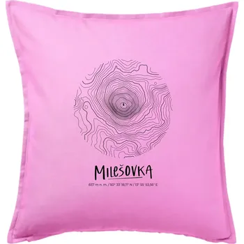 Polštář Milešovka - vrstevnice v kruhu - Polštář 50x50 - 50x50 - Pouze potah ( Růžová )