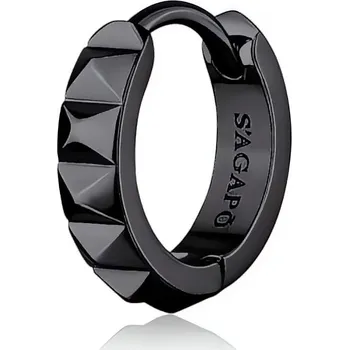 Módní doplněk Černá single kruhová náušnice Proud SPD36 S Agapo