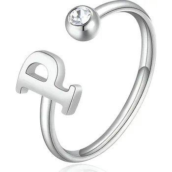 Módní doplněk Stylový ocelový prsten P s krystalem Click SCK187 S Agapo