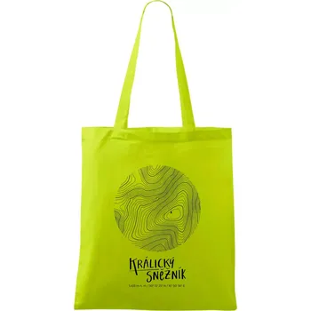 Králický Sněžník - vrstevnice v kruhu - Taška bavlněná - 42 x 38 cm ( Limetková )
