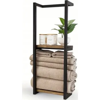 police Nástěnná koupelnová police černá nerezová ocel polomatná, 2 patra