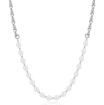 Módní doplněk Půvabný ocelový náhrdelník s perlami Chunky SHK63 S Agapo