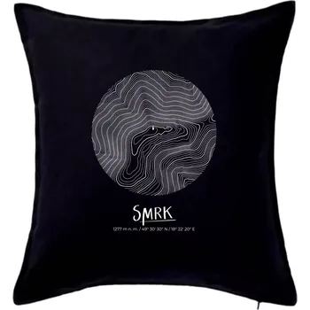 Polštář Smrk - vrstevnice v kruhu - Polštář 50x50 - 50x50 - Pouze potah ( Černá )