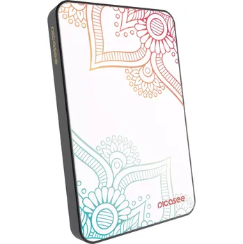 Powerbanka Picasee Powerbanka s MagSafe 5 000 mAh Šedá - Květinový vzor