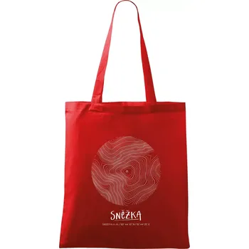 Sněžka - vrstevnice v kruhu - Taška bavlněná - 42 x 38 cm ( Červená )
