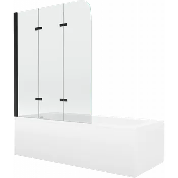 Vana Mexen Vega obdélníková vana 160 x 70 cm s krytem a 3dílnou zástěnou 120 cm, transparentní, černá - 550116070X9012037000 Vany se zástěnou