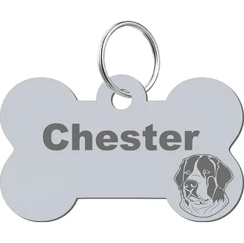 psí známka Adresář, identifikační známka kost ve tvaru kosti Mejk Jewellery stříbrná