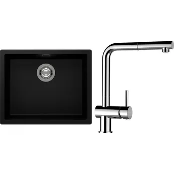 Kuchyňský dřez Set Schock S14-13 (dřez Kaia N-100L Puro + baterie Epos.120 Chrom)