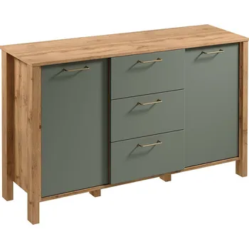 Komoda INDYGO z | komoda K2D3S | 138 cm | dub wotan/zelená