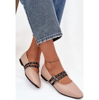 Dámské baleríny Dámské baleríny s pásky Deliora – béžové Velikost: 40