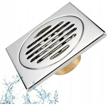 PODLAHOVÁ VPUST 10x10 S KOLMÝM ODTOKEM, ZÁPADOVOU UZÁVĚROU, nerezová, do koupelny