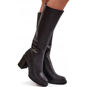 Dámské kozačky KOZAČKY NAD KOLENA NA PODPATKU ZATEPLENÉ VINCEZA 66826 ČERNÉ 36