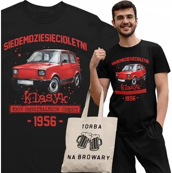 Pánské tričko Tričko dárek k 70. narozeninám 1956 Klasika PRL Fiat 126p taška