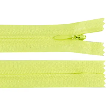 Zip Spirálový zip skrytý No 3 délka 35 cm, malé, 229 žlutá neon