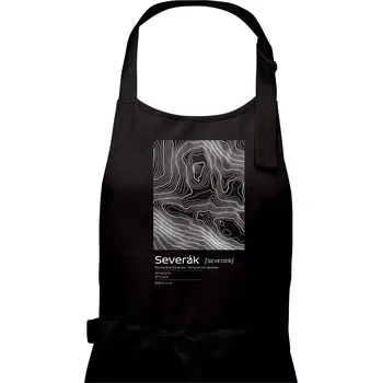 Kuchyňská zástěra Severák - vrstevnice v obdélníku - Pánská zástěra na vaření - Univerzální velikost ( Černá )