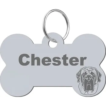 psí známka Adresář, identifikační známka kost ve tvaru kosti Mejk Jewellery stříbrná