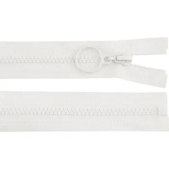 Zip Kostěný zip No 3 délka 30 cm s kroužkem, malé, 101 bílá