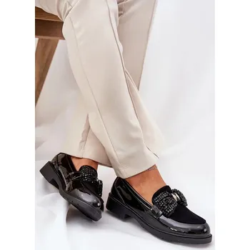 Dámské mokasíny Dámské lakované mokasíny s mašlí S.Barski – černé Velikost: 38