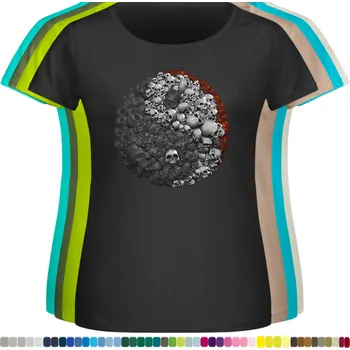 Dámské tričko damske-levne-bavlnene-tricko-digitalni-potisk-jin-jang-lebky Barva: Black -černá, velikost: 6XL