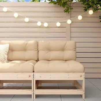 Zahradní nábytek vidaXL Středová pohovka s poduškami medově hnědá masivní borové dřevo [825550] Barva: Přírodní borovice