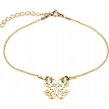 Náramek Stříbrný náramek celebrit 925 pozlacený 24k jetel