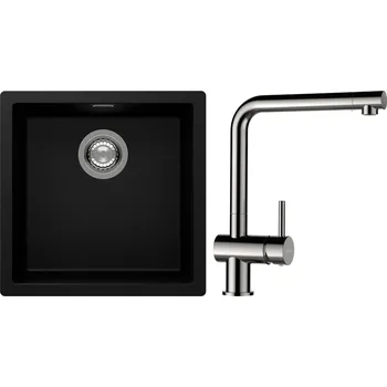 Granitový dřez Set Schock S13-3 (dřez Kaia N-100 Puro + baterie Epos Nerezový vzhled)