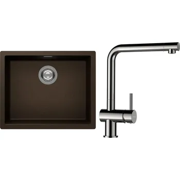 Kuchyňský dřez Set Schock S14-3 (dřez Kaia N-100L Bronze + baterie Epos Nerezový vzhled)