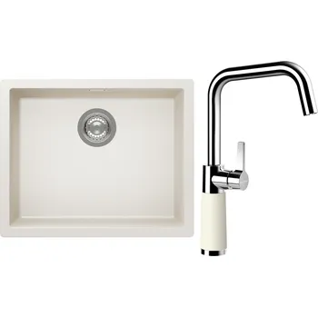 Kuchyňský dřez Set Schock S14-8 (dřez Kaia N-100L Magnolia + baterie SC-530 Magnolia)