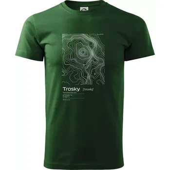 Pánské tričko Trosky - vrstevnice v obdélníku - Triko extra velké (5-8XL) - 7XL ( Lahvově zelená )