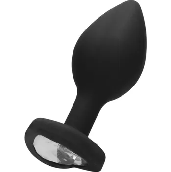 Ouch! Diamond Heart Butt Plug Regular Black Černý anální kolík s diamantem černé