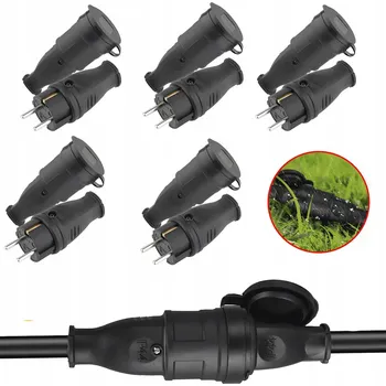 Elektrická zásuvka GUMOVÁ ZÁSTRČKA 16A 230V IP44 VODOTĚSNÁ MINI NA KABEL SCHUKO 5KS