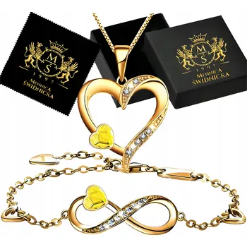 Náhrdelník Zlatá Sada Náramek Náhrdelník Srdce Nekonečno Stříbro 925