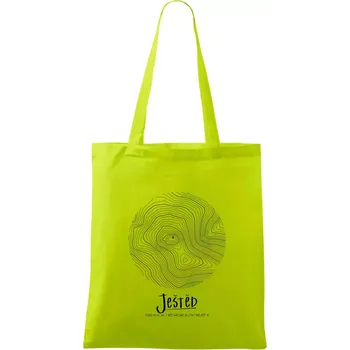 Ještěd - vrstevnice v kruhu - Taška bavlněná - 42 x 38 cm ( Limetková )