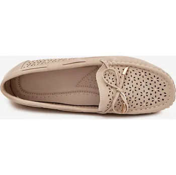 Dámské mokasíny Dámské mokasíny s perforovaným vzorem a šněrováním Mirisa – béžové Velikost: 36