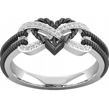 Prsten Stříbrný Prstýnek Infinity Nekonečno Srdce Zirkony Ocel
