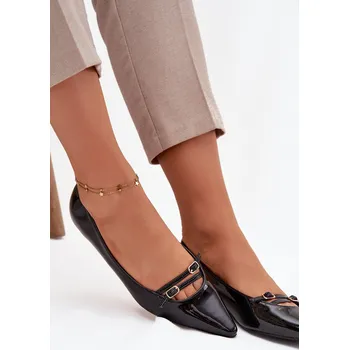 Dámské baleríny Dámské lakované baleríny s pásky Zarelia – černé Velikost: 39