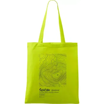 Špičák - vrstevnice v obdélníku - Taška bavlněná - 42 x 38 cm ( Limetková )