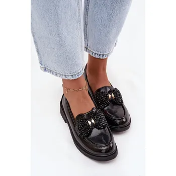 Dámské mokasíny Lakované dámské mokasíny s mašlí S.Barski – černé Velikost: 40