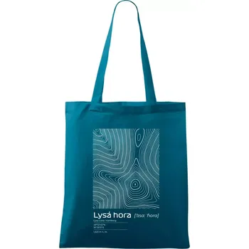 Lysá hora - vrstevnice v obdélníku - Taška bavlněná - 42 x 38 cm ( Petrolejová )