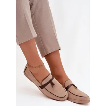 Dámské mokasíny Dámské mokasíny (loafersy) z eko semiše Darwen – béžové Velikost: 39