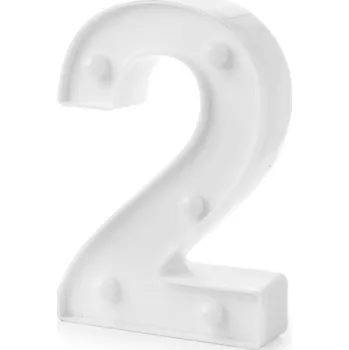 Svítící číslice k narozeninám a Novému roku, barva 3 "2" bílá