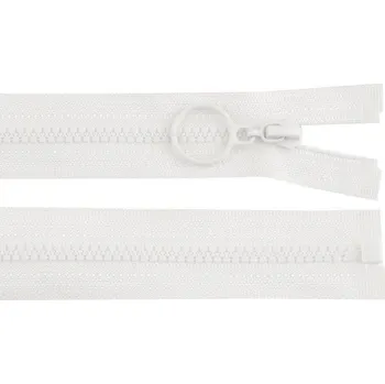 Zip Kostěný zip 4 mm dělitelný s kroužkem délka 30 cm - 101 bílá