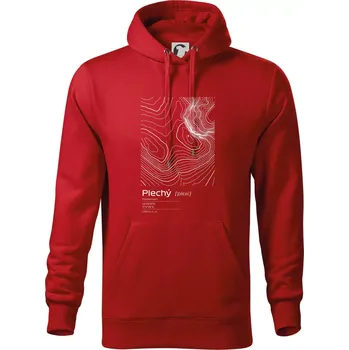Pánská mikina Plechý - vrstevnice v obdélníku - Mikina pánská Cape s kapucí - 5XL ( Červená )