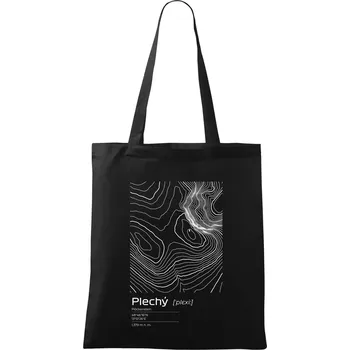 Plechý - vrstevnice v obdélníku - Taška bavlněná - 42 x 38 cm ( Černá )