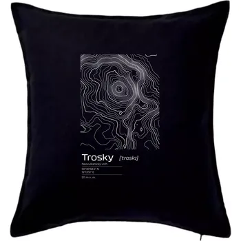 Polštář Trosky - vrstevnice v obdélníku - Polštář 50x50 - 50x50 - Pouze potah ( Černá )