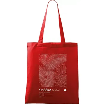 Sněžka - vrstevnice v obdélníku - Taška bavlněná - 42 x 38 cm ( Červená )